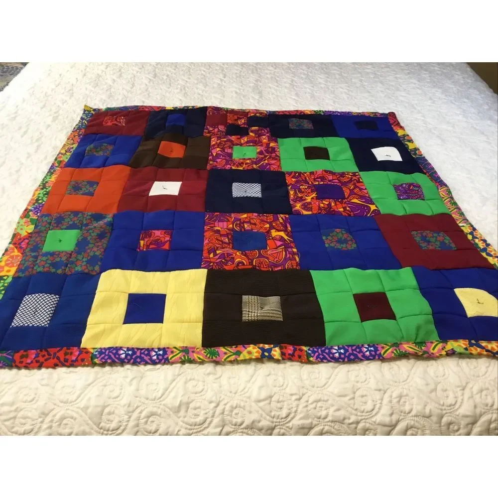 Handmade Baby Quilt Patchwork Block Pattern Crib Quilt‎ Multi Colors 42x42